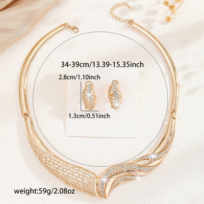 Metal Moon Necklace And Earrings Suite Female