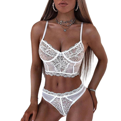 Women's Stitching Lace See-through Underwear Set