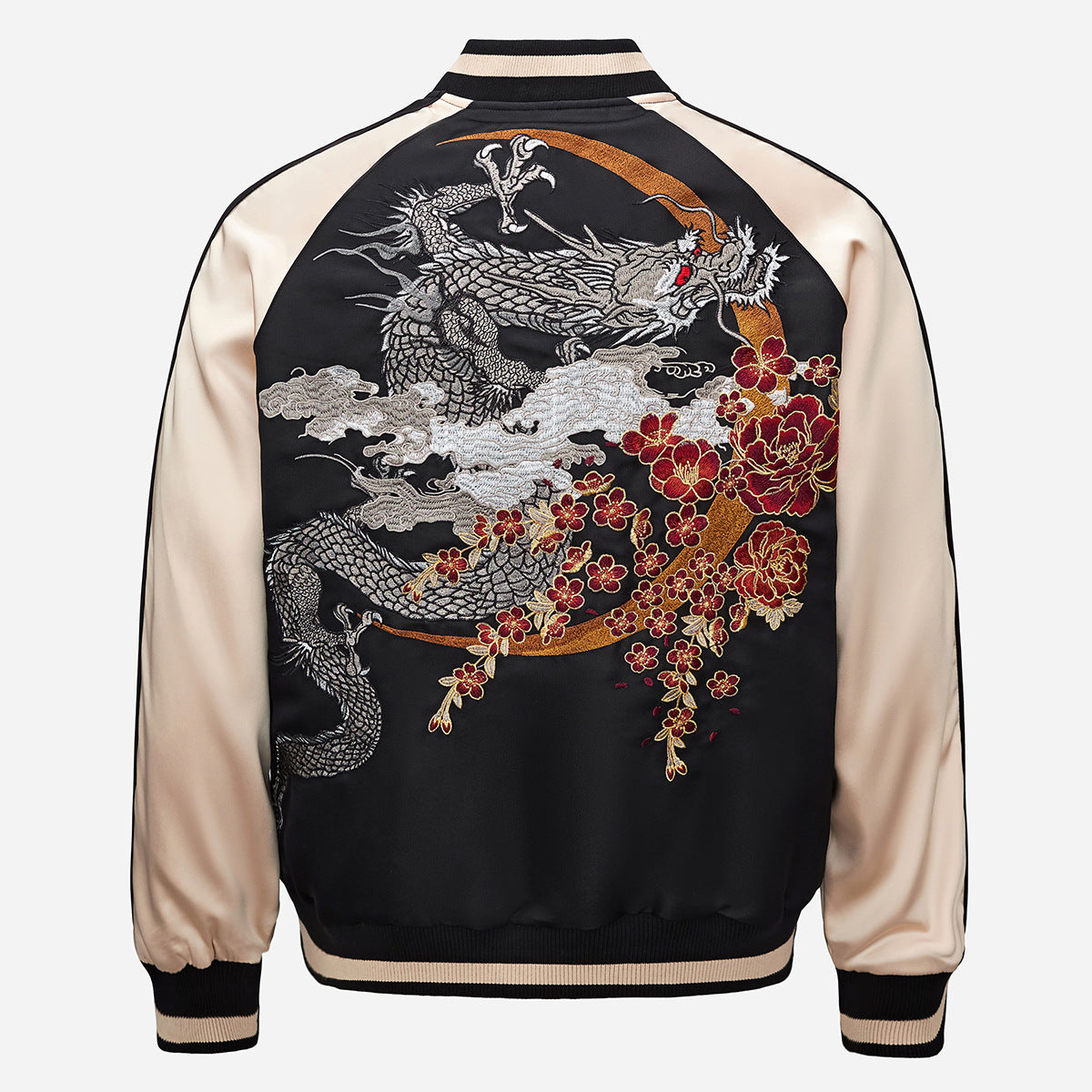 Heavy Duty Embroidered Flying Dragon Mens Jacket Baseball Uniform