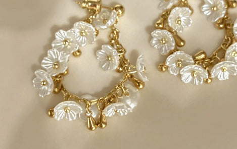 Dramatic Beachy Vacation-style Flower Tassel Earrings