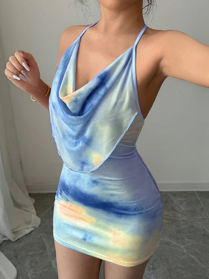 Tube Top Tie-dye Print Dress