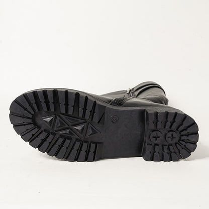 Retro Chunky-Soled High-Cut Equestrian Boots For Women