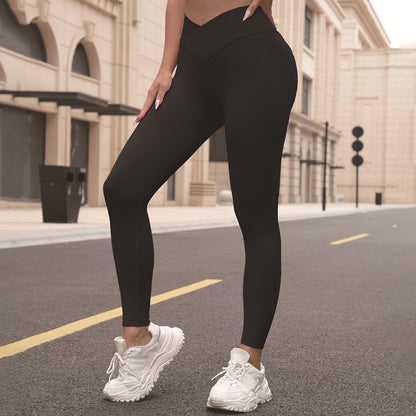 Seamless Cross V Waist Peach Hip Yoga Pants Fitness