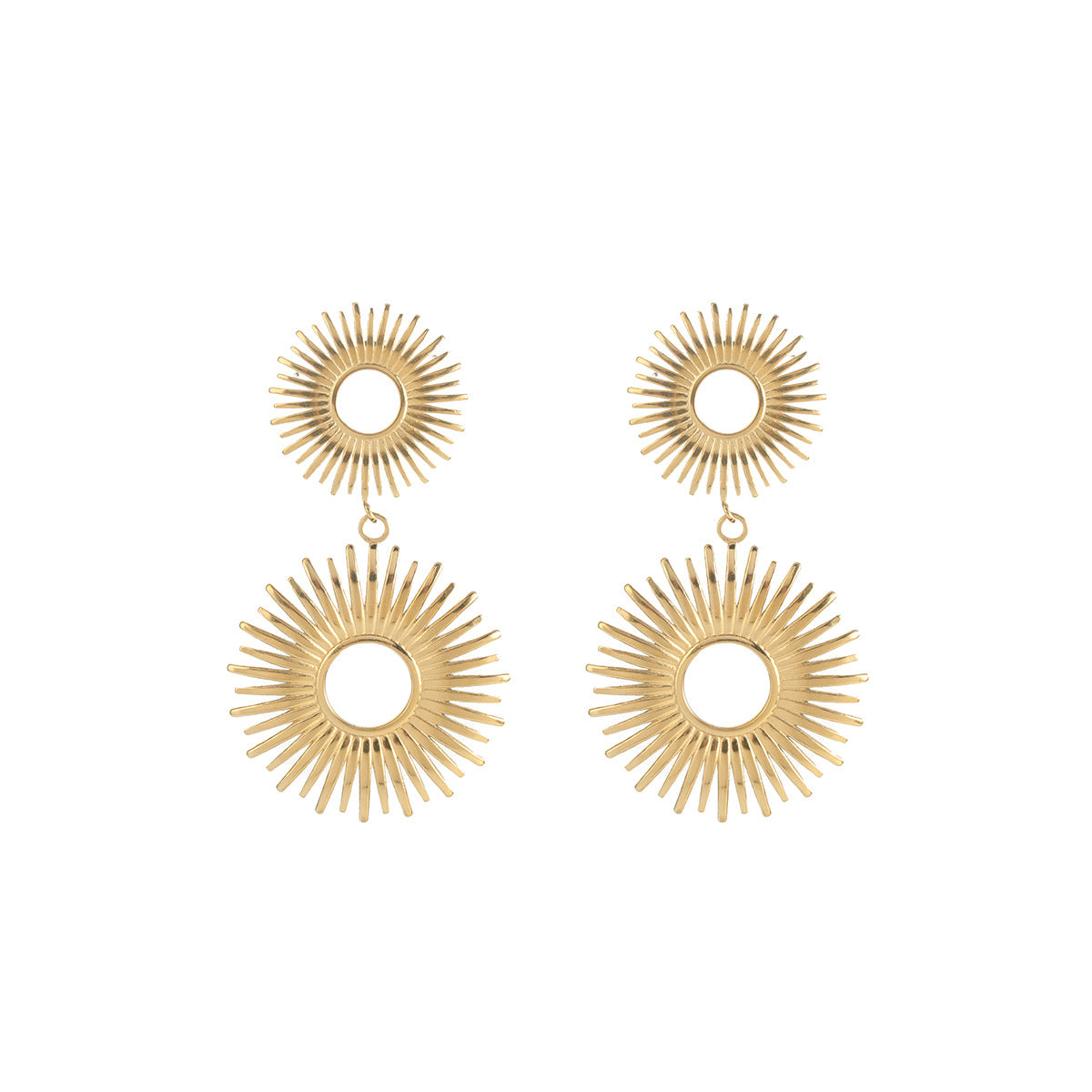 1 Pair 18K Gold Plated Hollow Flower Earrings For Women, European & American Style, Geometric Hollow Design, All-Match Temperament Jewelry
