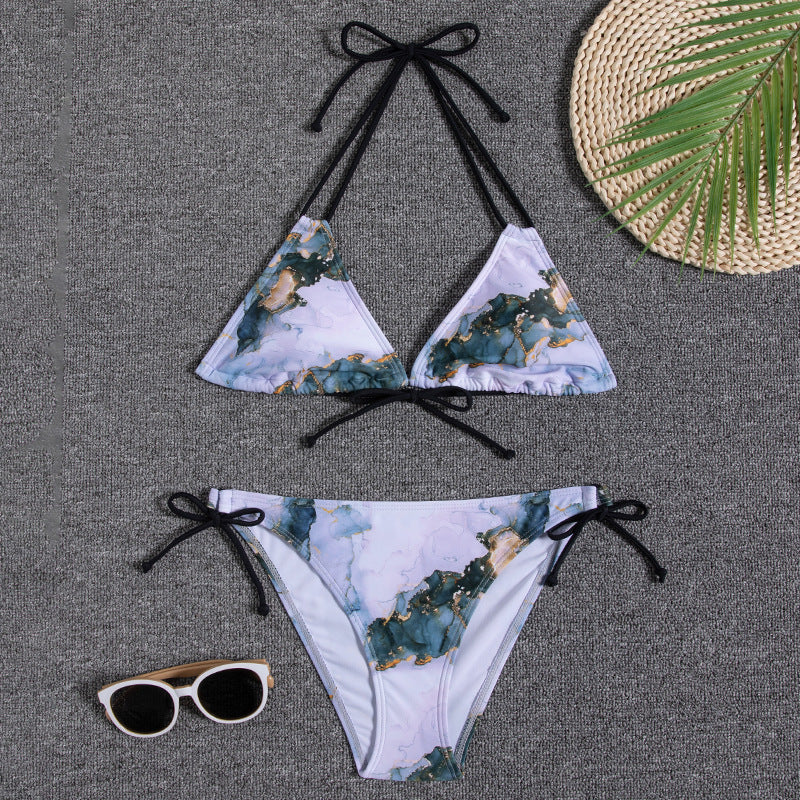 New Bikini Women's Swimsuit Printed Halter Series