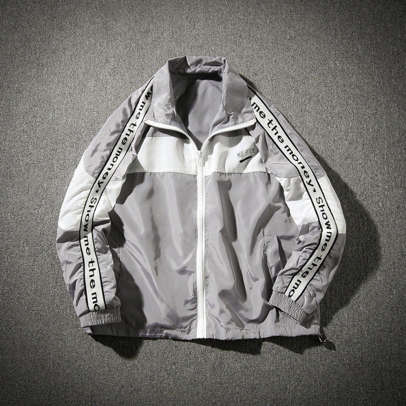 Hip-hop sports retro stitching jacket