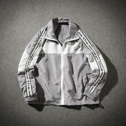 Hip-hop sports retro stitching jacket