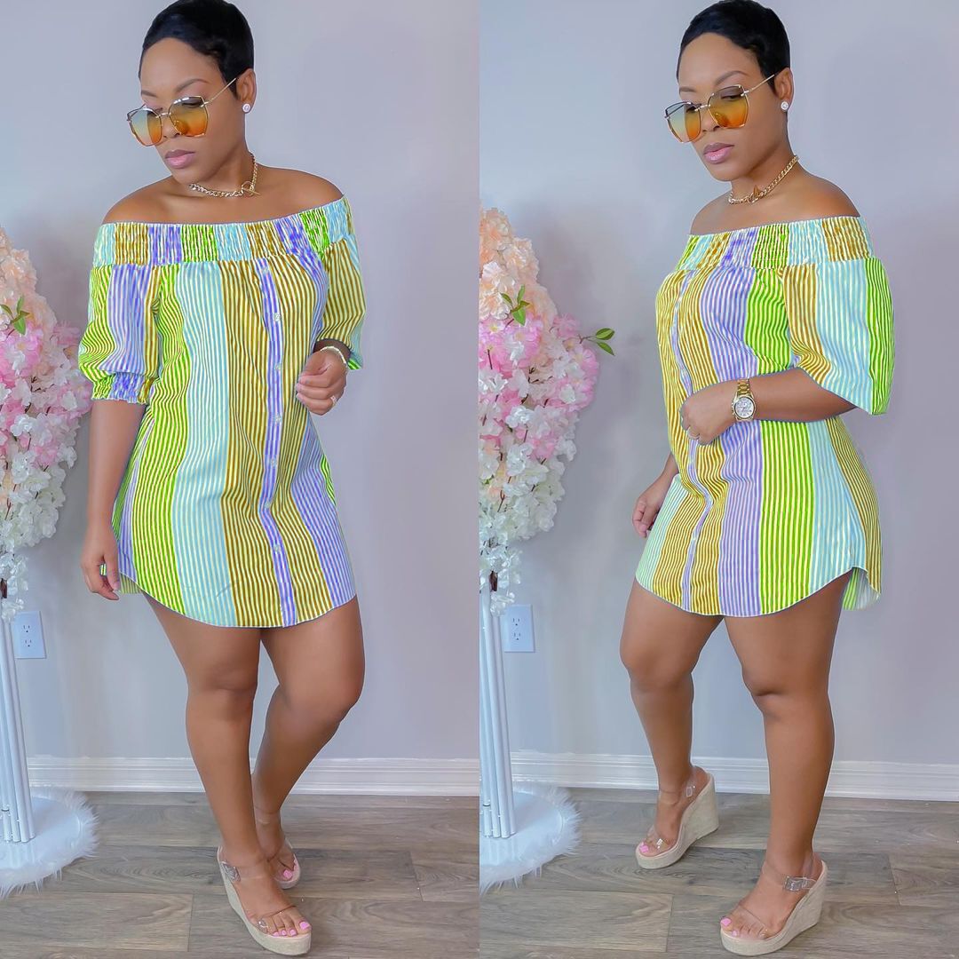 Women's Sexy Fashion Irregular Color Short Sleeve Dress