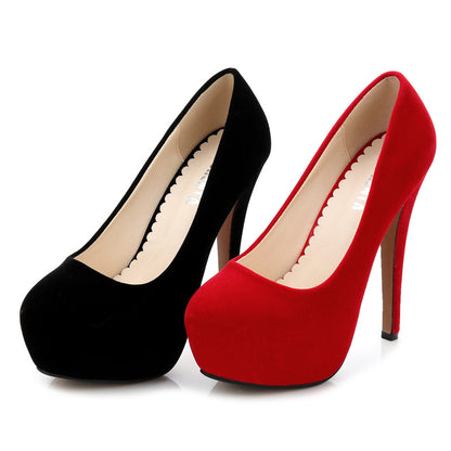High heel women's shoes waterproof platform single shoes