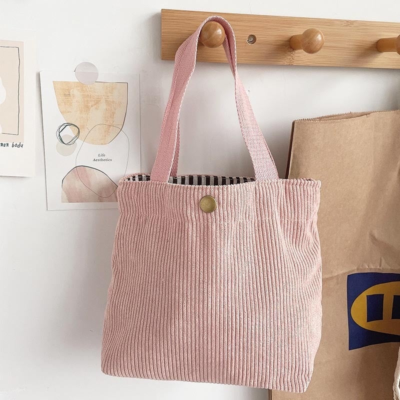Rough-yarn Minimalist-style Tote With Double-sided Prints A Versatile High-capacity Womens Canvas Bag