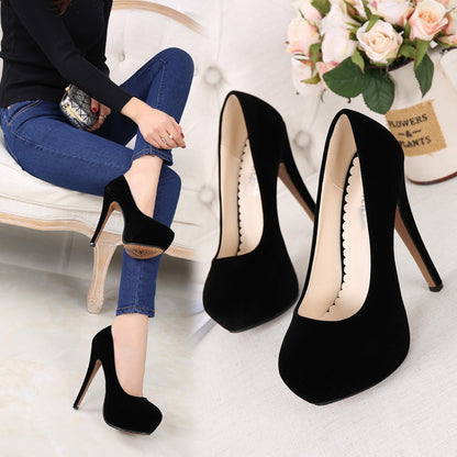 High heel women's shoes waterproof platform single shoes