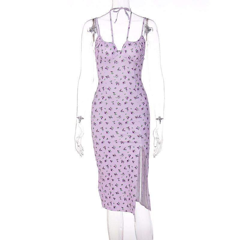 Strappy Floral Split Women's Dress