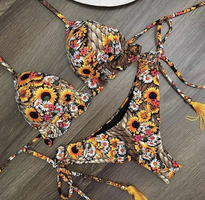 Women's Two-piece Printed Swimsuit Triangle Bikini