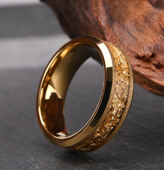 Gold Leaf Tungsten Steel Ring