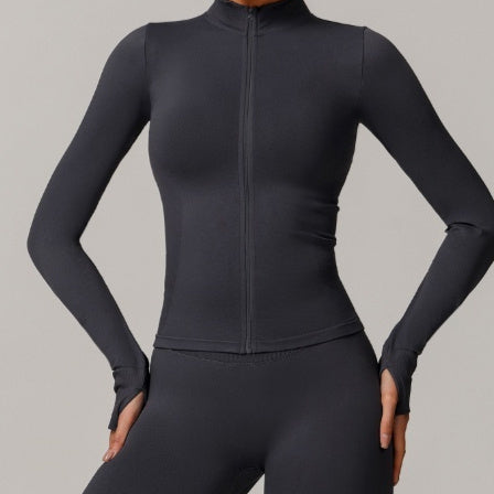 Stand Collar Zipper Yoga Clothes Warm Top Sports Running Jacket