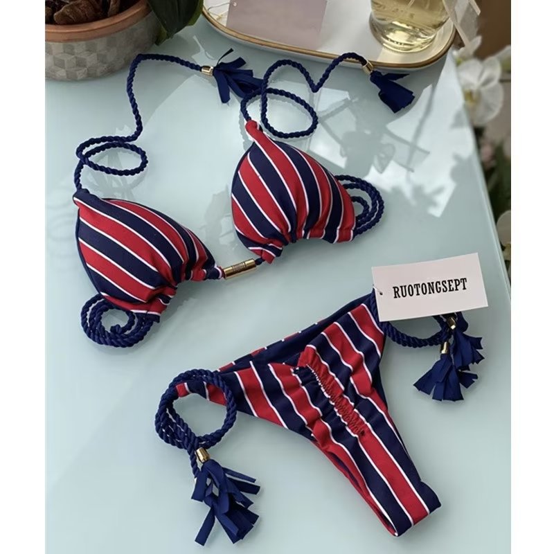 Women's Seaside Hand-knitted Rope Pure Color Bikini