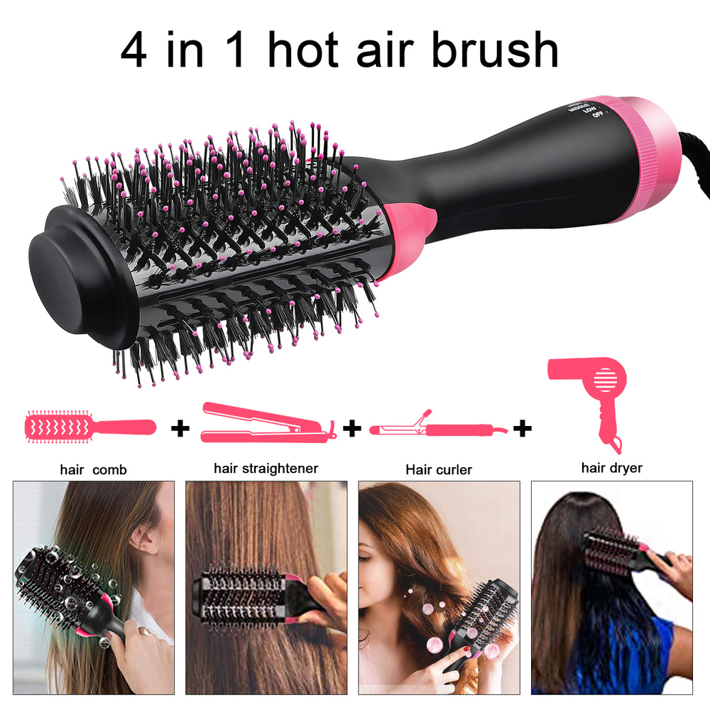Multifunctional Hair Dryer Hot Air Brush Style Women Hair Straightener Curler One Step Electric Blow Dryer Brush