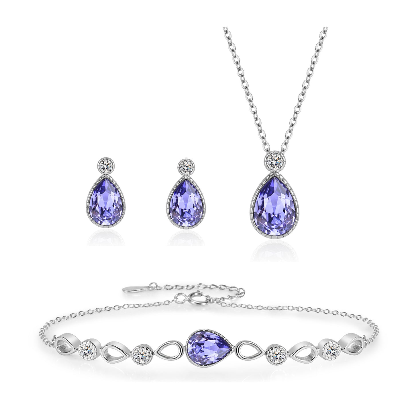Sterling Silver Tears Of The Mermaid Jewelry Set Blue Crystal Women