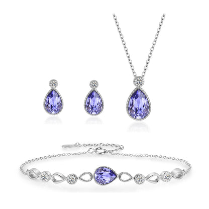 Sterling Silver Tears Of The Mermaid Jewelry Set Blue Crystal Women