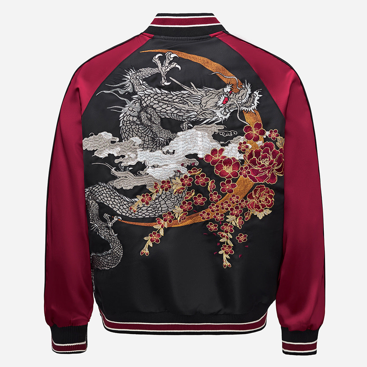 Heavy Duty Embroidered Flying Dragon Mens Jacket Baseball Uniform