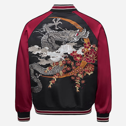 Heavy Duty Embroidered Flying Dragon Mens Jacket Baseball Uniform
