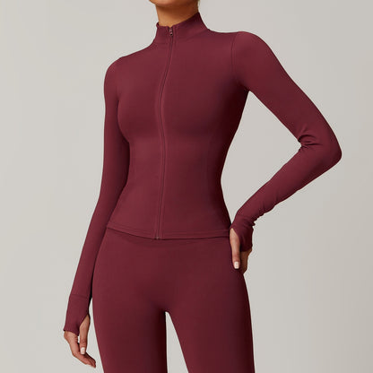 Stand Collar Zipper Yoga Clothes Warm Top Sports Running Jacket