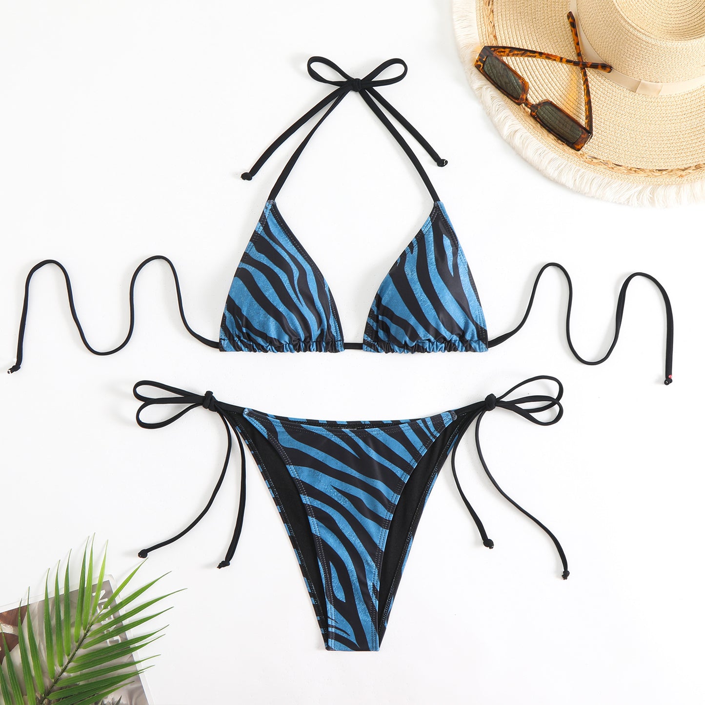 Zebra Print Bikini Triangle Bag Split Swimsuit