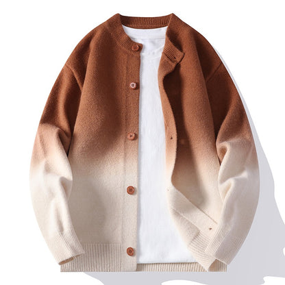 Gradient-knit Cardigan A Unisex Couple-matching Sweater With A Relaxed Casual Fit
