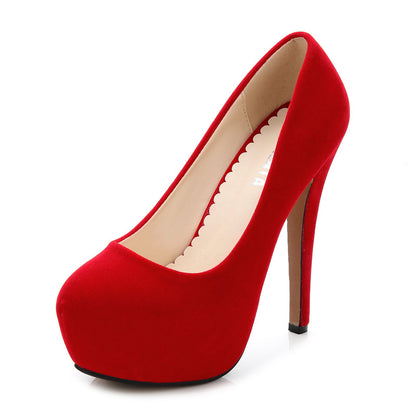 High heel women's shoes waterproof platform single shoes