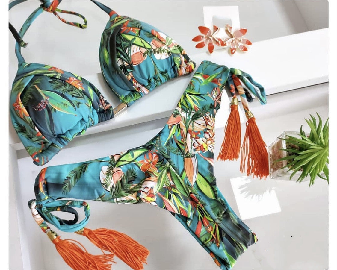 Women's Two-piece Printed Swimsuit Triangle Bikini