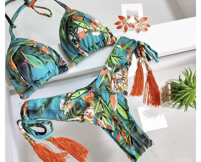 Women's Two-piece Printed Swimsuit Triangle Bikini