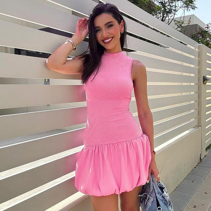 Women's Summer Fashion Back Hollow Slim Pleated Dress