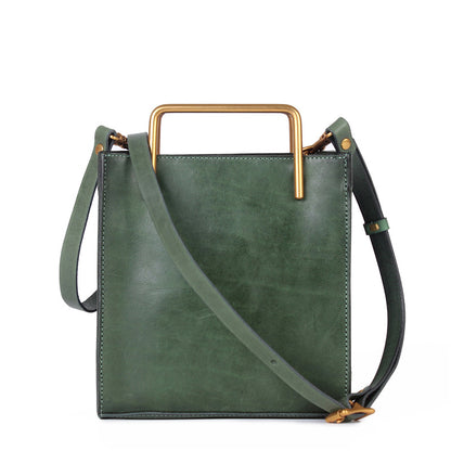 Vintage Womens Small Square Bag Made From Full-Grain Vegetable-Tanned Leather