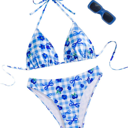 Resort-style Printed Two-piece Swimsuit Bikini Set For Women