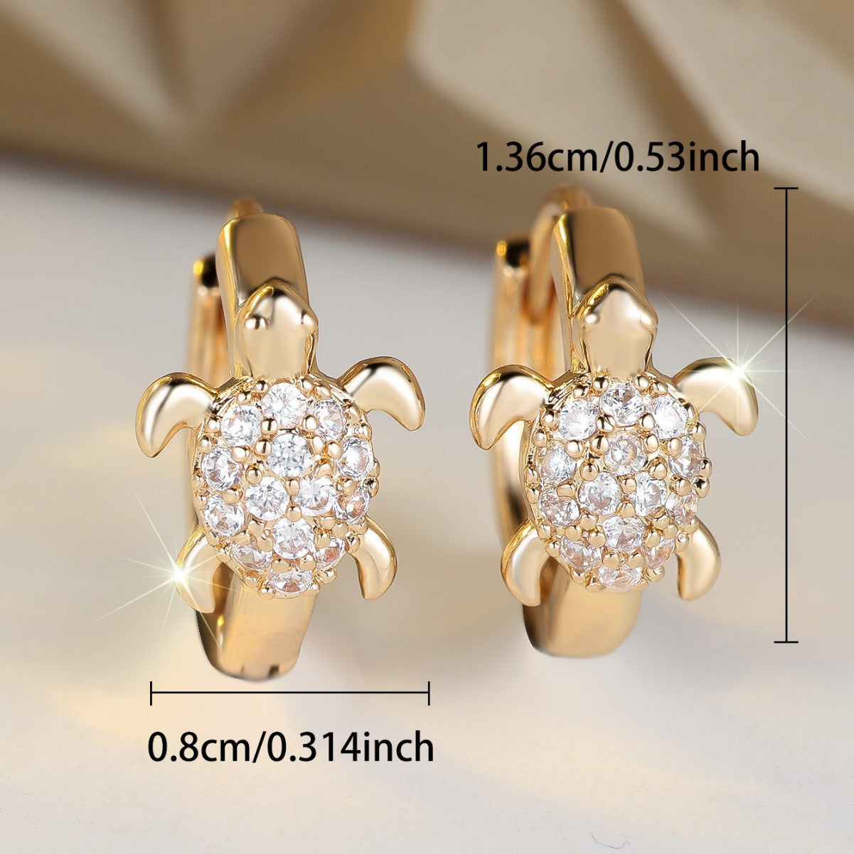 Fashionable Best-Selling Full-Crystal Color Zircon Turtle Earrings