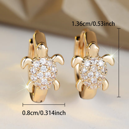 Fashionable Best-Selling Full-Crystal Color Zircon Turtle Earrings