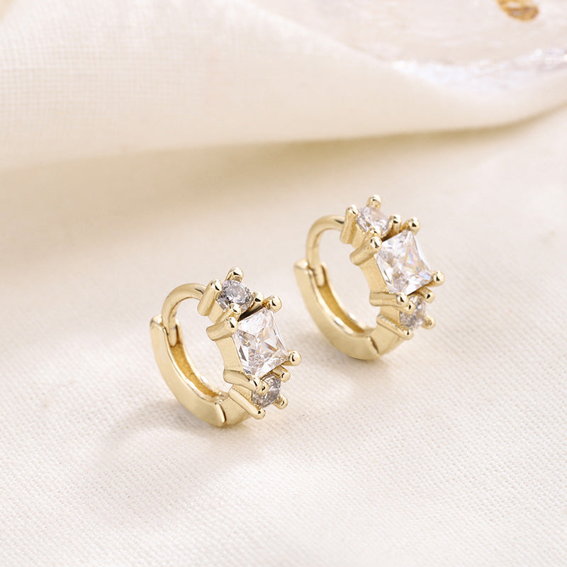 Korean-style Elegant Stone-Inlaid Earring Set Of Four Styles
