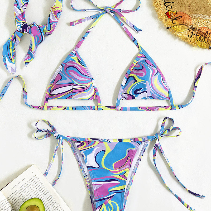 European And American Split Swimsuit Lace Up  Miniature Triangle