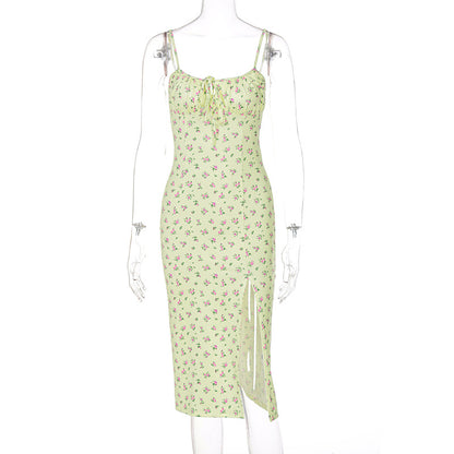 Strappy Floral Split Women's Dress
