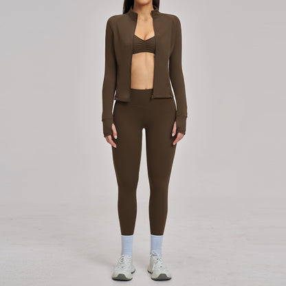 Brushed Zipper Casual Set For Women