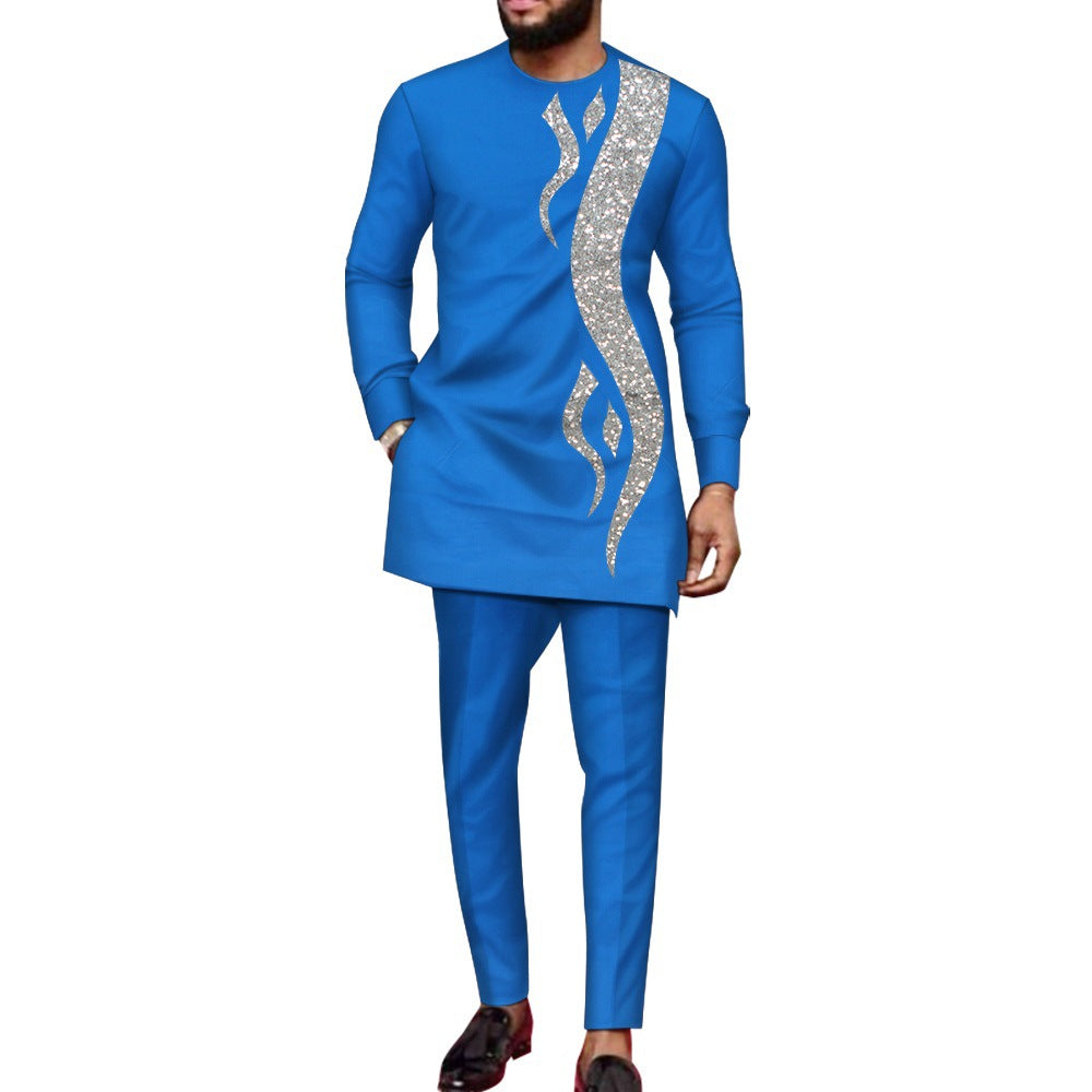 Men's Fashionable Sequins Stitching Business Suit