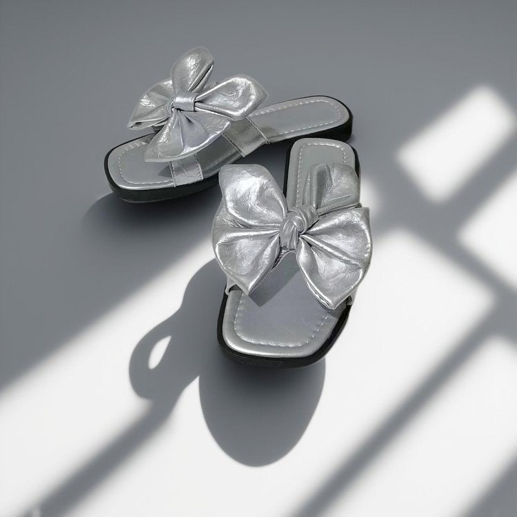 2026 New Fashion Bow Slip-On Slide Sandals, Versatile Open To Outdoor Women Shoes