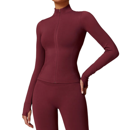 Stand Collar Zipper Yoga Clothes Warm Top Sports Running Jacket