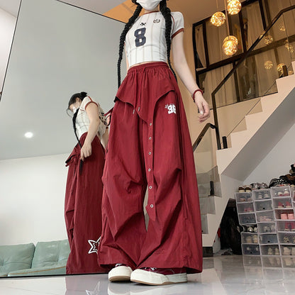 American-style Hip-hop Quick-dry Wide-leg Pants Women's Summer