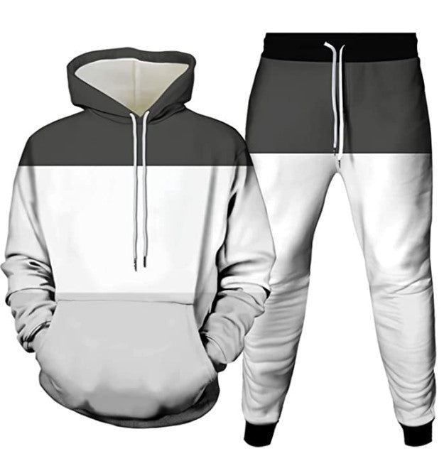 New Digital Printing Personal Leisure 3D Men's Sweater Two-piece Set