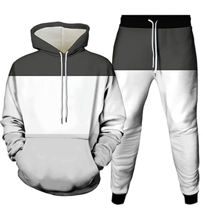 New Digital Printing Personal Leisure 3D Men's Sweater Two-piece Set
