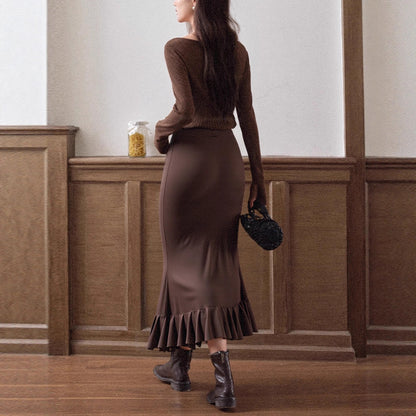 Irregular Ruffled Midi Skirt For Women
