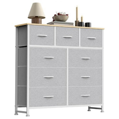 Tall Dresser Fabric Storage Tower ,Wooden Top For Kid Room, Closet, Entryway, Nursery