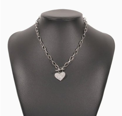 Women's Round Heart Shape With Diamond Necklace