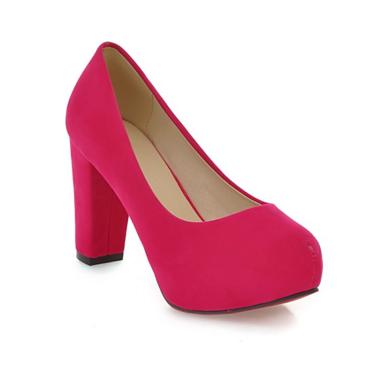 Pure color simple and comfortable thick heel high heels